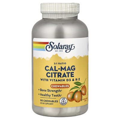 Cal-Mag Citrate with Vitamin D3 & K2, Natural Orange, 90 Chewables