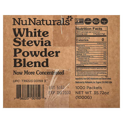NuStevia белый порошок стевии, 1,000 пакетиков, 35.72 oz (1,000 g)
