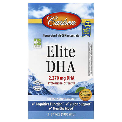 Натуральный апельсиновый Elite DHA, 3.3 fl oz (100 ml)