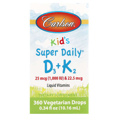 Детский Super Daily® D3 + K2, 0.34 fl oz (10.16 ml)