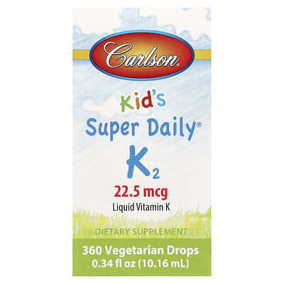 Детский комплекс Carlson Super Daily® K2, 22.5 mcg, 0.34 fl oz (10.16 ml)