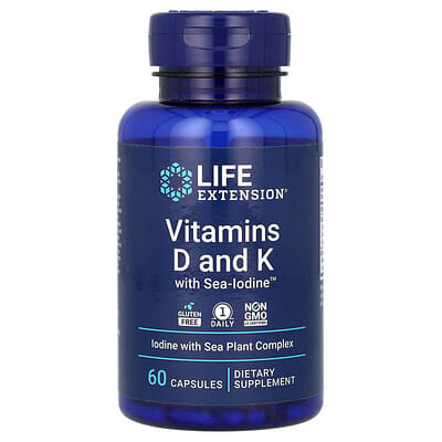 Vitamins D and K with Sea-Iodine™, 60 Capsules
