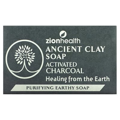 Zion Health Кусковое мыло Ancient Clay, Активированный уголь, 6 oz (170 g)