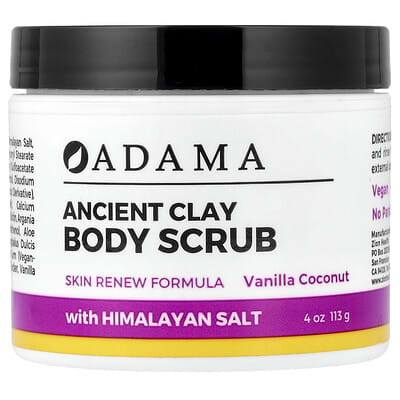 Скраб для тела Adama, Ancient Clay, ваниль и кокос, 4 oz (113 g)
