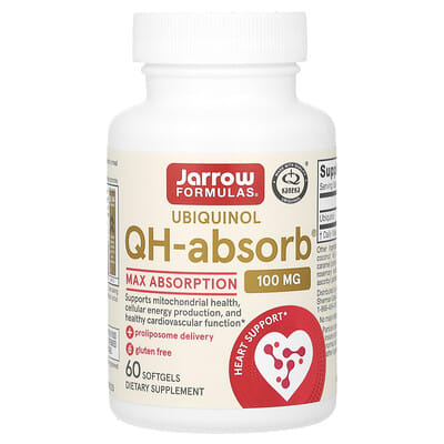 Jarrow Formulas Ubiquinol QH-Absorb, максимальное усвоение, 100 mg, 60 мягких капсул
