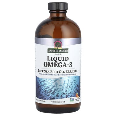 Жидкий Омега-3, рыбье масло глубоководное EPA/DHA, апельсин, 16 fl oz (480 ml)
