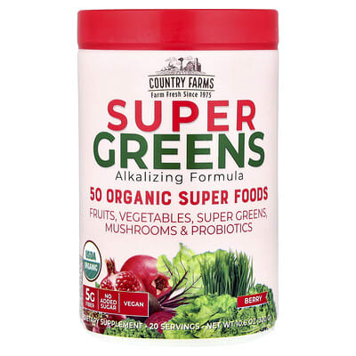 Super Greens, Alkalizing Formula, Berry, 10.6 oz (300 g)
