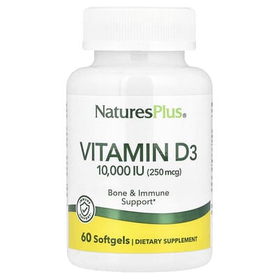 Витамин D3, 250 mcg (10,000 IU), 60 Softgels