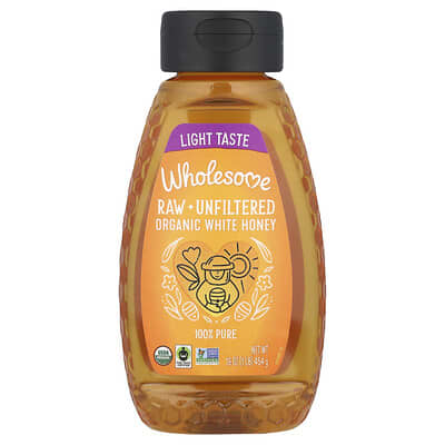Raw + Unfiltered Organic White Honey, 16 oz (454 g)
