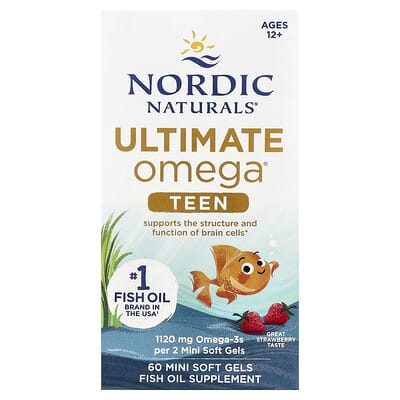 Детский Ultimate Omega® Fish Oil, со вкусом клубники, 60 мини-мягких гелей