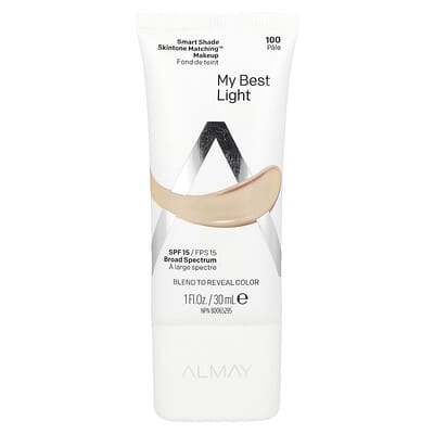 Smart Shade, Skintone Matching Makeup, SPF 15, 100 My Best Light, 1 fl oz (30 ml)