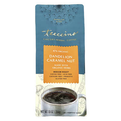 Chicory Herbal Coffee, Dandelion Caramel Nut, Medium Roast, Caffeine Free, 10 oz (284 g)