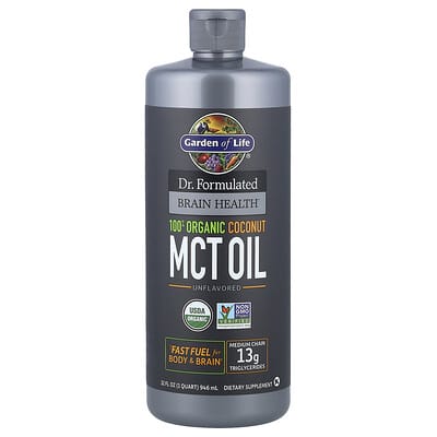 Garden of Life органическое кокосовое масло MCT для здоровья мозга, без вкуса, 946 ml