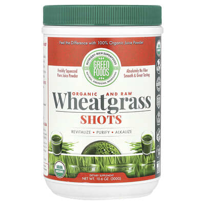 Green Foods Organic and Raw Wheatgrass Shots, 10.6 oz (300 g) шоты из пророщенной пшеничной травы
