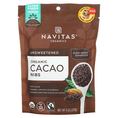 Organic Cacao Nibs, Unsweetened, 8 oz (227 g)