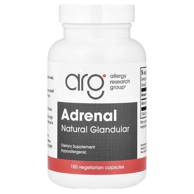 Adrenal, Natural Glandular, 150 вегетарианских капсул (100 mg на капсулу)