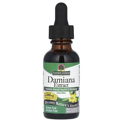 Экстракт Damiana, без спирта, 2,500 mg, 1 fl oz (30 ml)