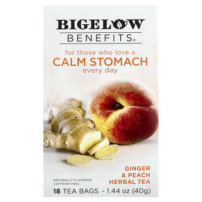 Bigelow Benefits® травяной чай Calm Stomach, имбирь и персик, без кофеина, 40 g