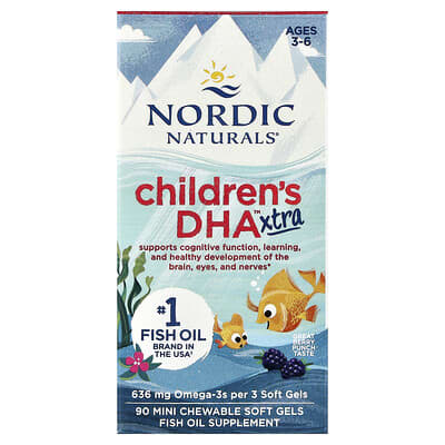 Детский DHA™ Xtra, для возраста 3-6 лет, ягодный микс, 90 мини-жевательных мягких капсул