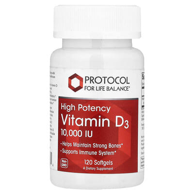 Vitamin D3, High Potency, 250 mcg (10,000 IU), 120 Softgels