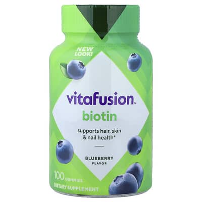 Желейные витамины Biotin, черника, 100 шт (2,500 mcg на штуку)