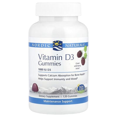 Желейные витамины Vitamin D3 Nordic Naturals, Wild Berry, 1,000 IU, 120 штук