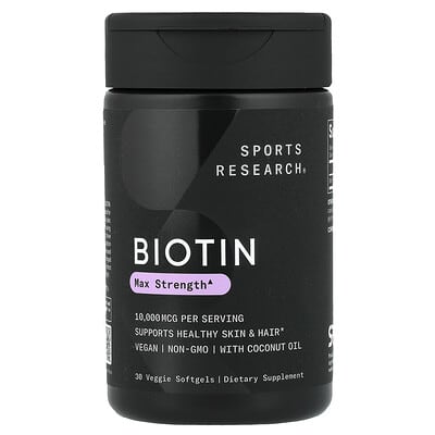 Biotin, 10,000 mcg, 30 Veggie Softgels