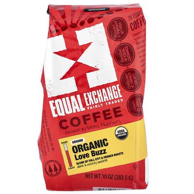 Органический кофе, Love Buzz, молотый, Full City & French Roasts, 10 oz (283.5 g)