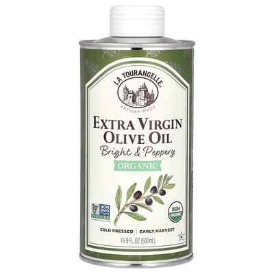Органическое дополнительное оливковое масло, яркое и пряное, 16.9 fl oz (500 ml)