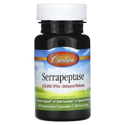 Серрепрапсаза Carlson Serrapeptase, Delayed Release, 120,000 SPUs, 30 Vegetarian Capsules