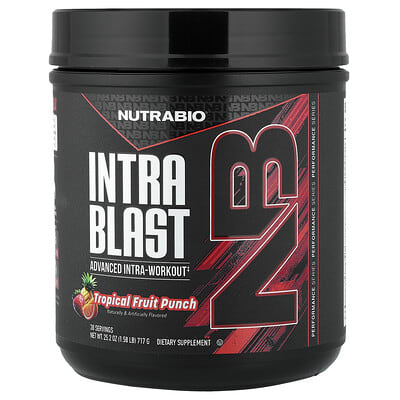 NutraBio Intra Blast, продвинутая добавка для тренировок, тропический фруктовый пунш, 1.58 lb (717 g)