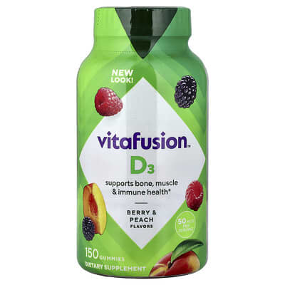 VitaFusion витамины D3 Berry & Peach 150 Gummies (25 mcg per Gummy)