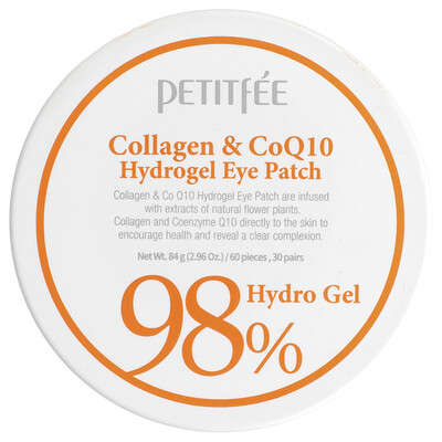 Petitfee Гидрогелевые патчи для глаз с коллагеном и CoQ10, 60 шт, 2.96 oz (84 g)