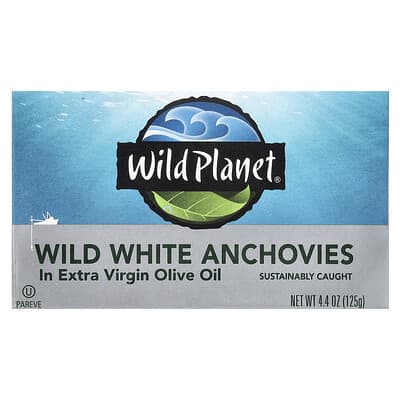 Wild White Anchovies в оливковом масле Extra Virgin 4.4 oz (125 g)