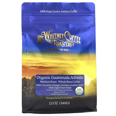 Organic Guatemala Adiesto, Whole Bean Coffee, Medium Roast, 12 oz (340 g)