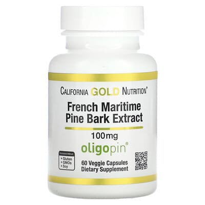 Экстракт коры французской морской сосны, Oligopin, 100 mg, 60 вегетарианских капсул