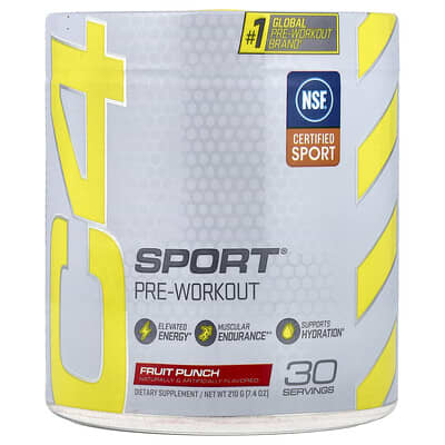 C4 Sport®, предтренировочный комплекс, Fruit Punch, 7.4 oz (210 g)