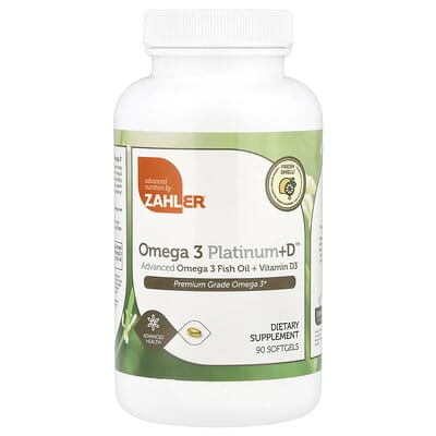 Zahler Omega 3 Platinum+D™, добавки с рыбьим жиром + витамин D3, 90 мягких капсул