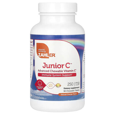 Junior C Advanced Chewable Vitamin C, Natural Orange, 250 mg, 90 жевательных таблеток