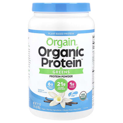 Organic Protein™ + Greens Protein Powder, Plant-Based, Vanilla Bean, 1.94 lb (882 g)