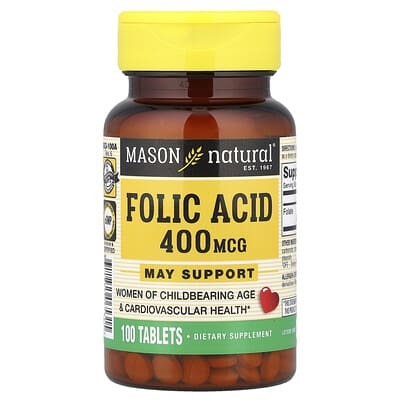 Фолиевая кислота, 400 mcg, 100 таблеток