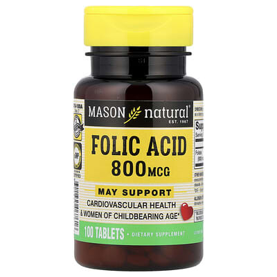 Folic Acid, 800 mcg, 100 Tablets