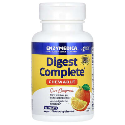 Enzymedica Chewable Digest Complete, Orange, 30 таблеток