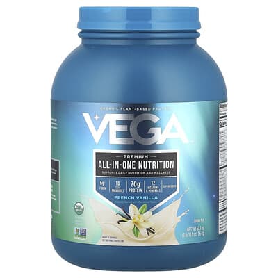 Organic Plant-Based Protein, Premium All-In-One Nutrition, French Vanilla , 3 lb 10.1 oz (1.6 kg)