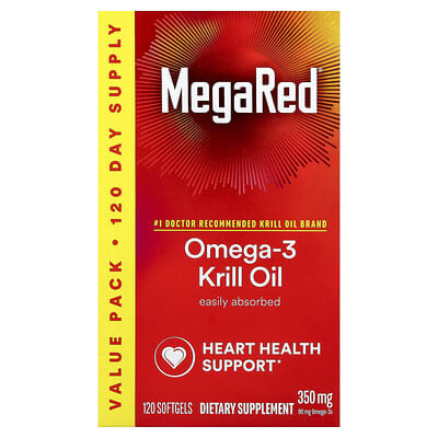 Omega-3 Krill Oil MegaRed®, Vanilla, 350 mg, 120 мягких капсул