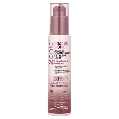 2chic®, Frizz Be Gone™, Leave-In Conditioning & Styling Elixir, Shea Butter + Sweet Almond Oil, 4 fl oz (118 ml)