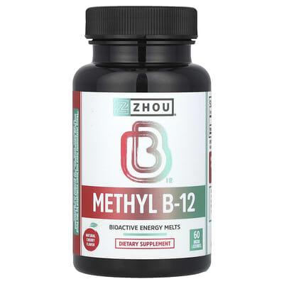 Zhou Nutrition Methyl B-12, натуральная вишня, 5,000 mcg, 60 Micro Lozenges