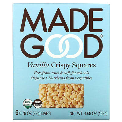 Crispy Squares, Vanilla, 6 шт., 0.78 oz (22 g) каждый