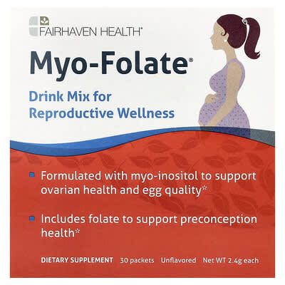 Myo-Folate® Смесь для разведения, для репродуктивного здоровья, без вкуса, 30 пакетиков, 2.4 g каждый