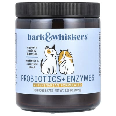 Dr. Mercola Bark & Whiskers Probiotics + Enzymes для собак и кошек, 3.59 oz